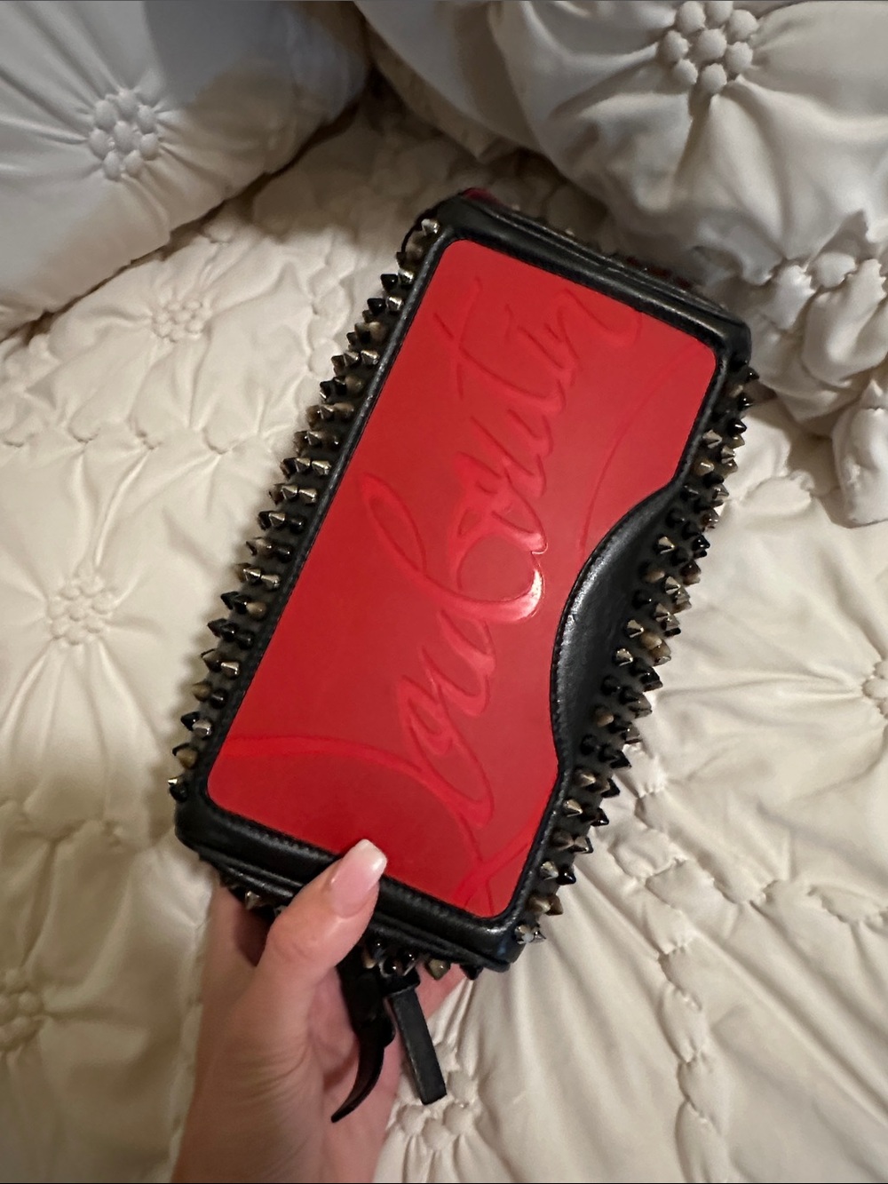 Black Studded Louboutin make up pouch - Picture 2 of 8